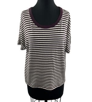 Rivet & Thread Madewell Oversized Tee Stripe Purple White Short Sleeves XL NEW